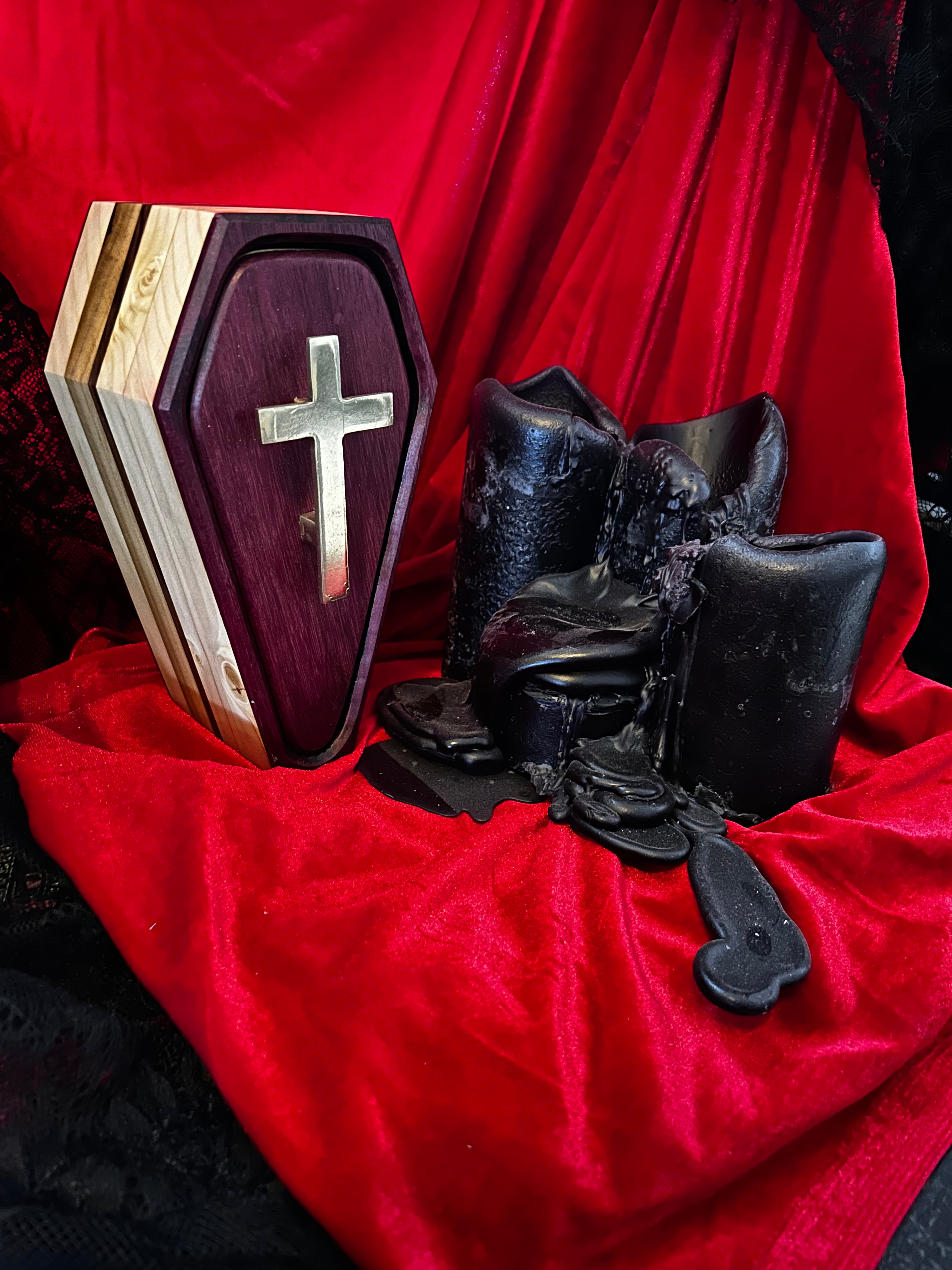 Purpleheart coffin box.
