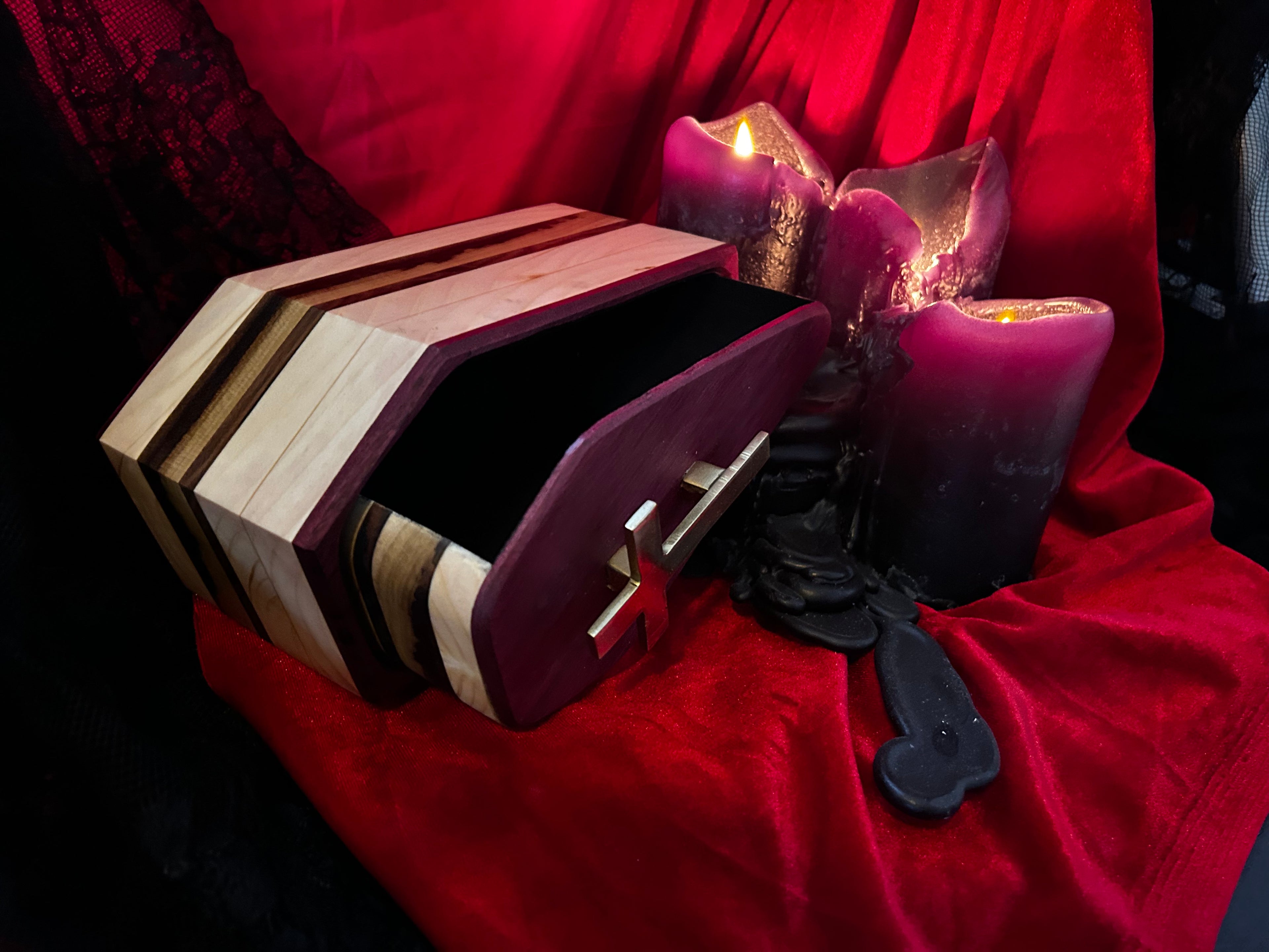 Purpleheart coffin box.