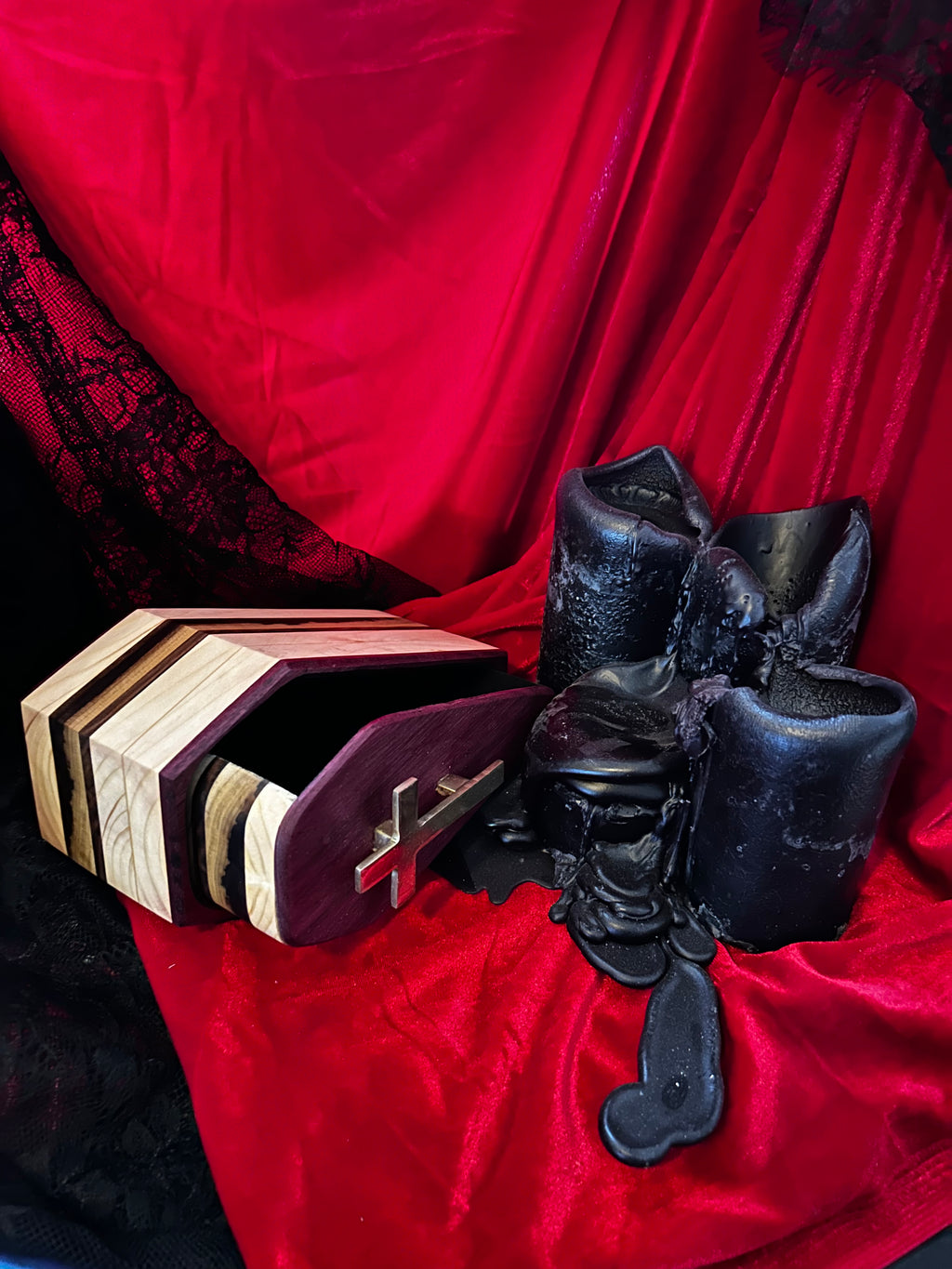 Purpleheart coffin box.