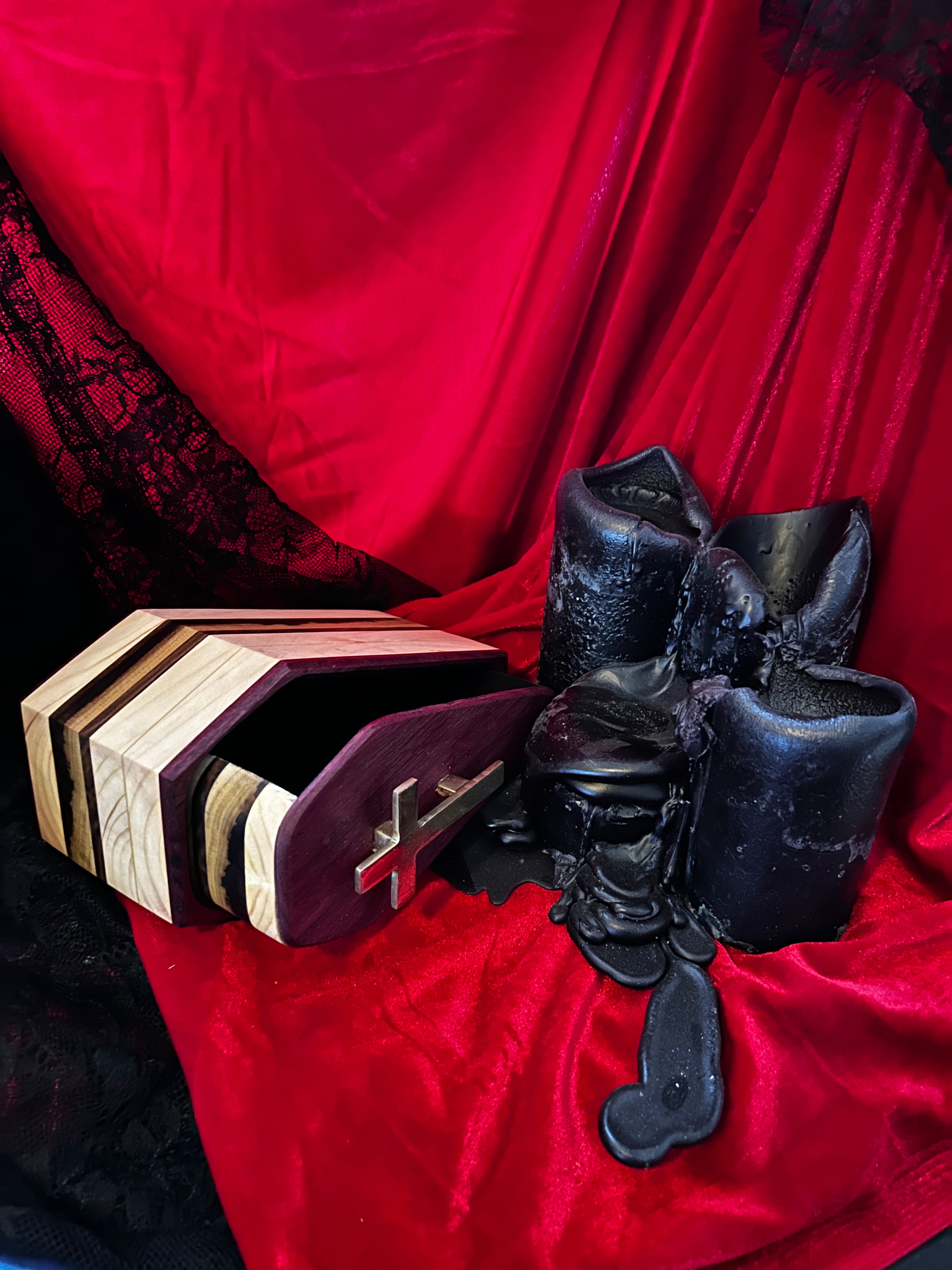 Purpleheart coffin box.
